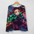 thumbnail image 5 of Demon Slayer Women's Pajama Top 3D Digital Print Sleepwear Trendy Crewneck Pullovers Long Sleeve Shirts 5XL, 5 of 8