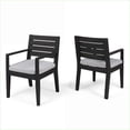thumbnail image 2 of Outdoor Dining Chairs, Set of 2 for Patio Backyard, Dark Grey Frame Light Grey Cushion | Dark Grey | Acacia Wood, 2 of 15