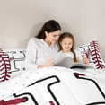 thumbnail image 4 of Homewish Boys Sport Baseball Bedding Comforter Set 7pcs, Initial H Letter Queen Bedding Sets, Chic Stripes Abstract Reversible Queen Sheet Sets, Microfiber Bedroom Decor, 4 of 7