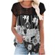 thumbnail image 1 of Fiudx Ofertas Del Día Top/Camisa de Manga Corta con Cuello Redondo y Malla de Encaje Estampada para Mujer, 1 of 5