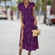 thumbnail image 3 of Gibobby Vestido largo casual de verano para mujer Vestidos casuales de verano para mujer Vestido de manga corta con estampado de flores Vestido casual de playa(Morado,CH), 3 of 5
