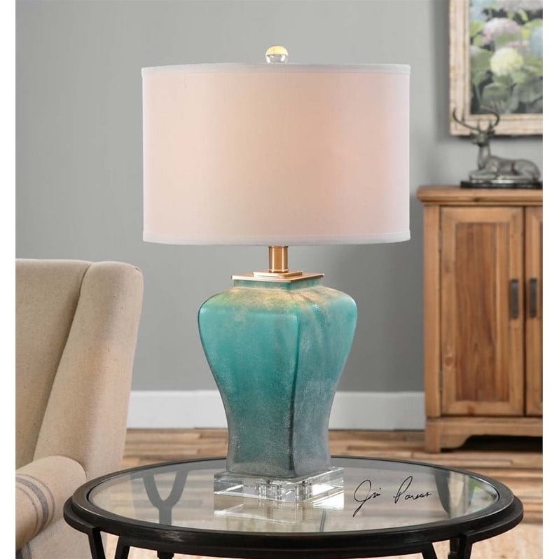 blue green glass table lamps