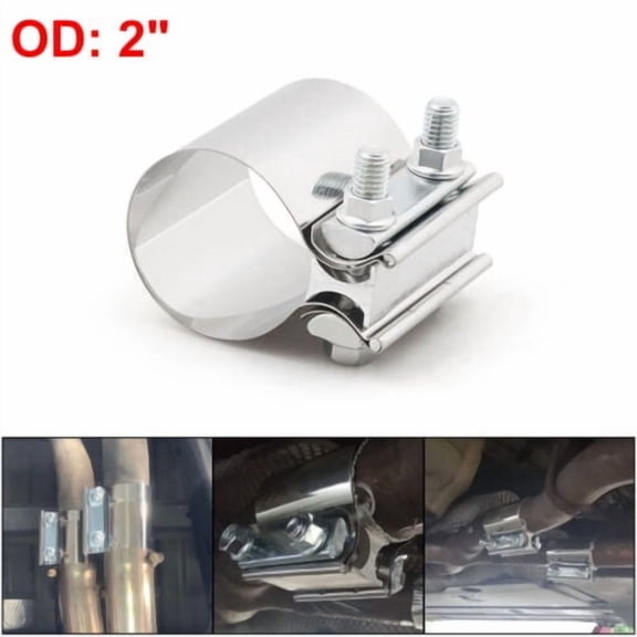 2" 51mm Stainless Steel Butt Joint Band Exhaust OD Pipe Clamp Sleeve Coupler