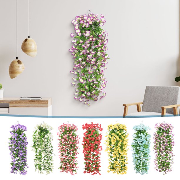 Tapiz de pared de enredadera de flor de rosa artificial | Guirnalda de flores falsas de plástico de 85 cm con hojas decorativas | Decoración de techo o sala de estar | Fácil instalación | Arreglo