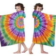 thumbnail image 4 of Colorful Rainbow Tie Dye Spiral Pattern Hooded Bath Towel，60"x35" for Ages 3 To 12 Kids, Quick Dry Lightweight Soft Microfiber Hood Beach Towel Cover Up for Kids, 4 of 7