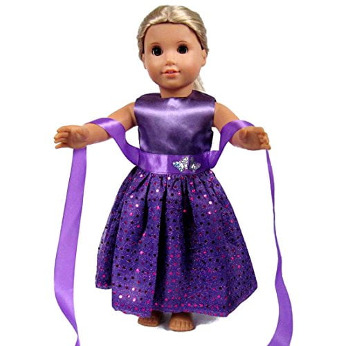 Lovelyelf 18 Inch Doll Clothes Beautiful Purple Dress With Dots
