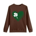 thumbnail image 6 of Guzom Brown Womens St. Patrick's Day Sweatshirt - Four-Leaf Clover Heart Graphic Soft 100% Polyester Crew Neck Loose Fit Irish Festive Top S-XXL,Size 2XL, 6 of 7