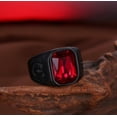 thumbnail image 5 of Anillo Ciclista Acero Inoxidable Negro Cristal Rojo Anillo Cristal Garn, 5 of 5