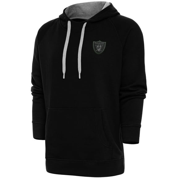 Men's Antigua Black Las Vegas Raiders Tonal Logo Victory Pullover Hoodie