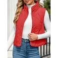 thumbnail image 2 of Women Cropped Lightweight Jacket Sleeveless Button Down Puffer Vest, 2 of 6