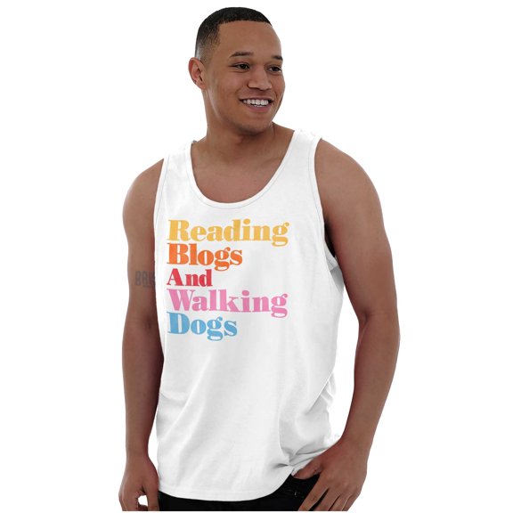 Reading Blogs Walking Dogs Trendy Pet Tank Top T Shirts Men Women Brisco Brands S