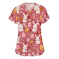 thumbnail image 2 of Garbnen Plus Size Easter Women Scrubs Top Rabbit Cute Animals V Neck Short Sleeve Nursing Uniforms for Women Scrubs Spring Womens Work Shirt S-5XL with Pockets, 2 of 5