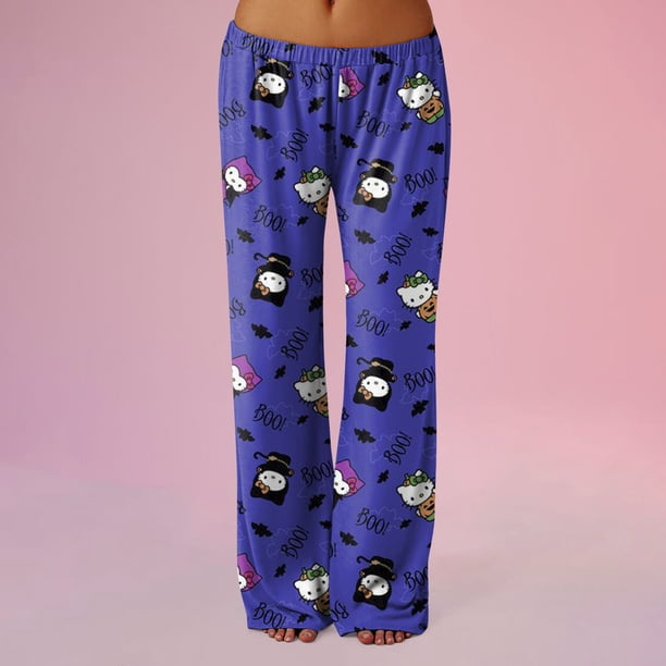 Pantalones de pijama Sanrio Hello Kitty Pajamas Pants for Womens Cute Hello Kitty Pajama Pants Printed Home Pants Pajamas Spring Long Pants Sleepwear Yoga Pants