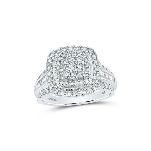 10kt White Gold Womens Round Diamond Square Ring 1 Cttw