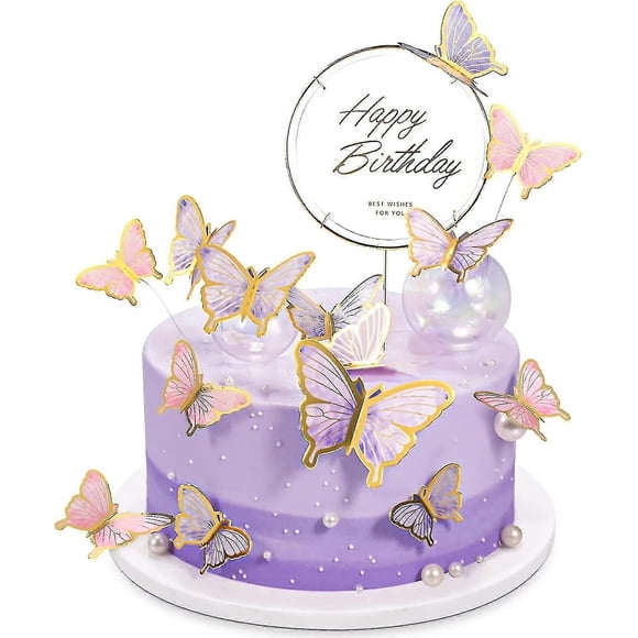 21pcs Butterflies Cake Decoration, Three-dimensional Butterflies Decoration Cake Cupcake Toppers Bir