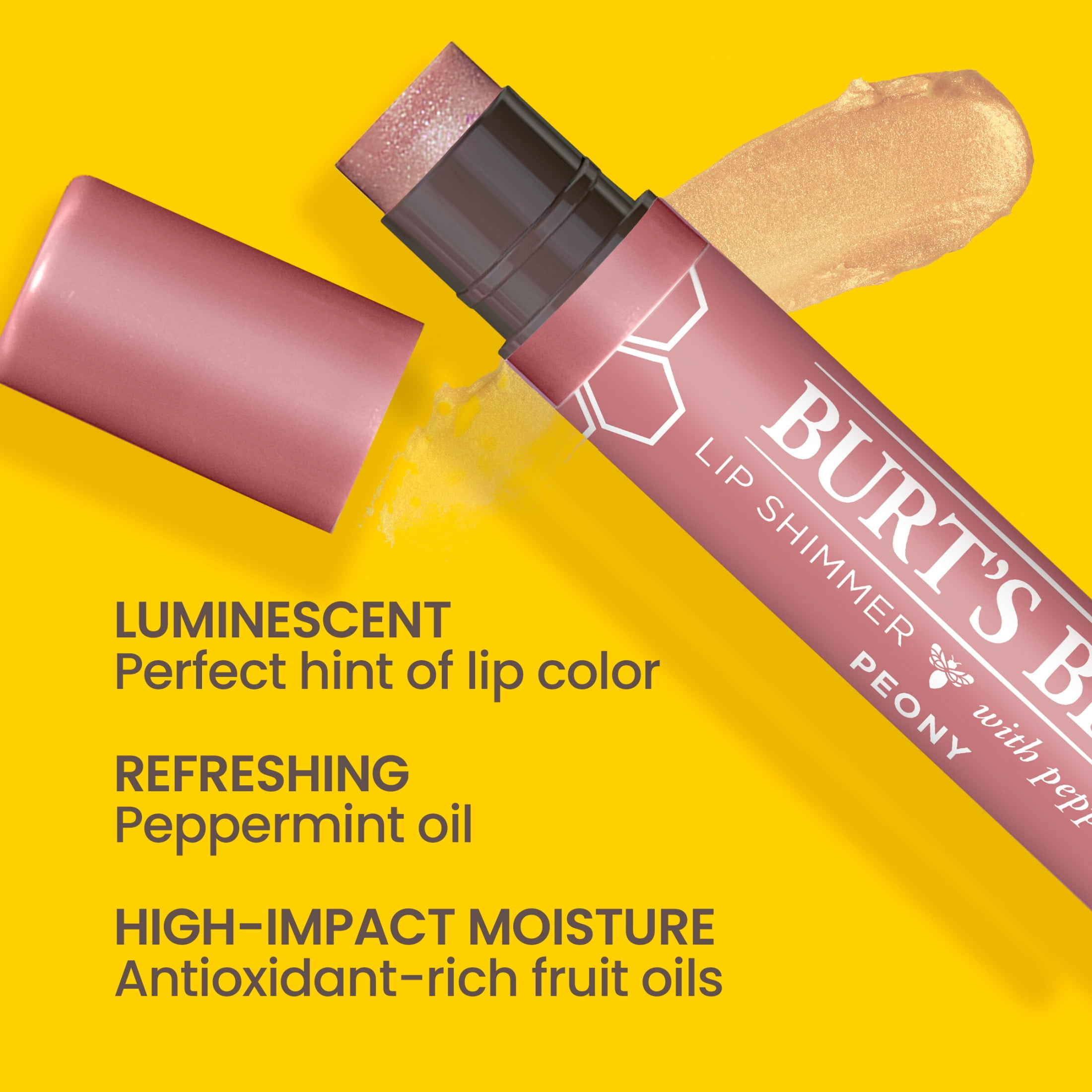 (6 pack) Burt's Bees Peony Lip Shimmer, 1-Pack, 0.09 oz.