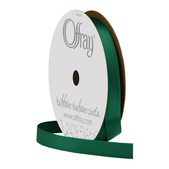 Ruban Offray, ruban de polyester satiné simple face vert forêt de 3/8 pouces, 18 pieds