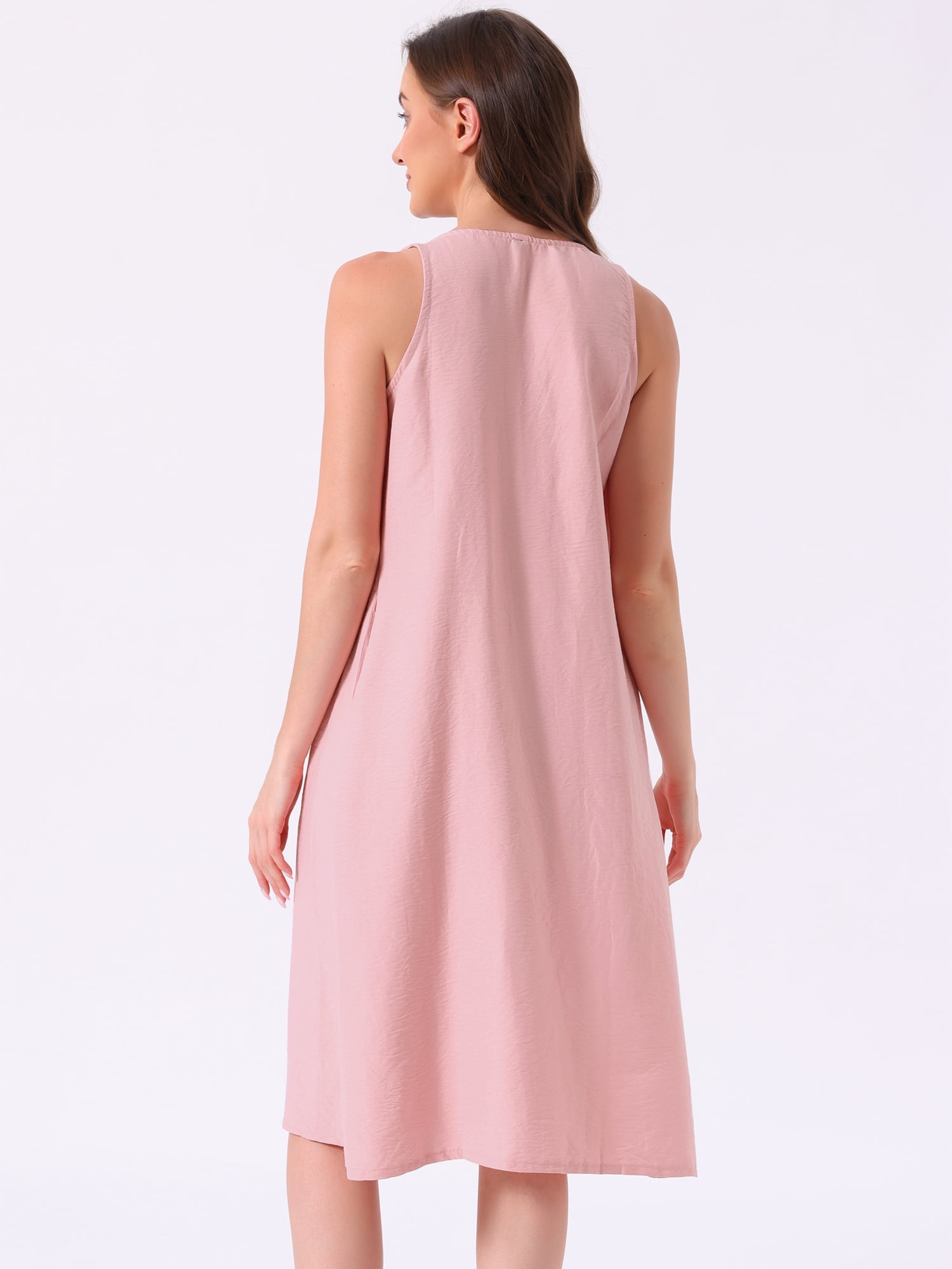 DARING DIVA Women's Tank Sleepshirt Soft Midi Sleeveless Nightgowns XS Pink