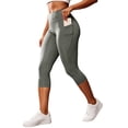 thumbnail image 2 of Costeam Womens High Waist Capri Yoga Pants Dual Side Phone Pockets Tummy Control 4 Way Stretch Non See Through Compression Athletic Workout Running Leggings, 2 of 7