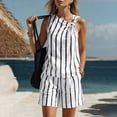 thumbnail image 6 of Jewelreauty Striped Sets for Women 2 Piece Sleeveless Knotted Tank Top and Shorts Casual Travel Summer Outfits (M, Black), 6 of 7