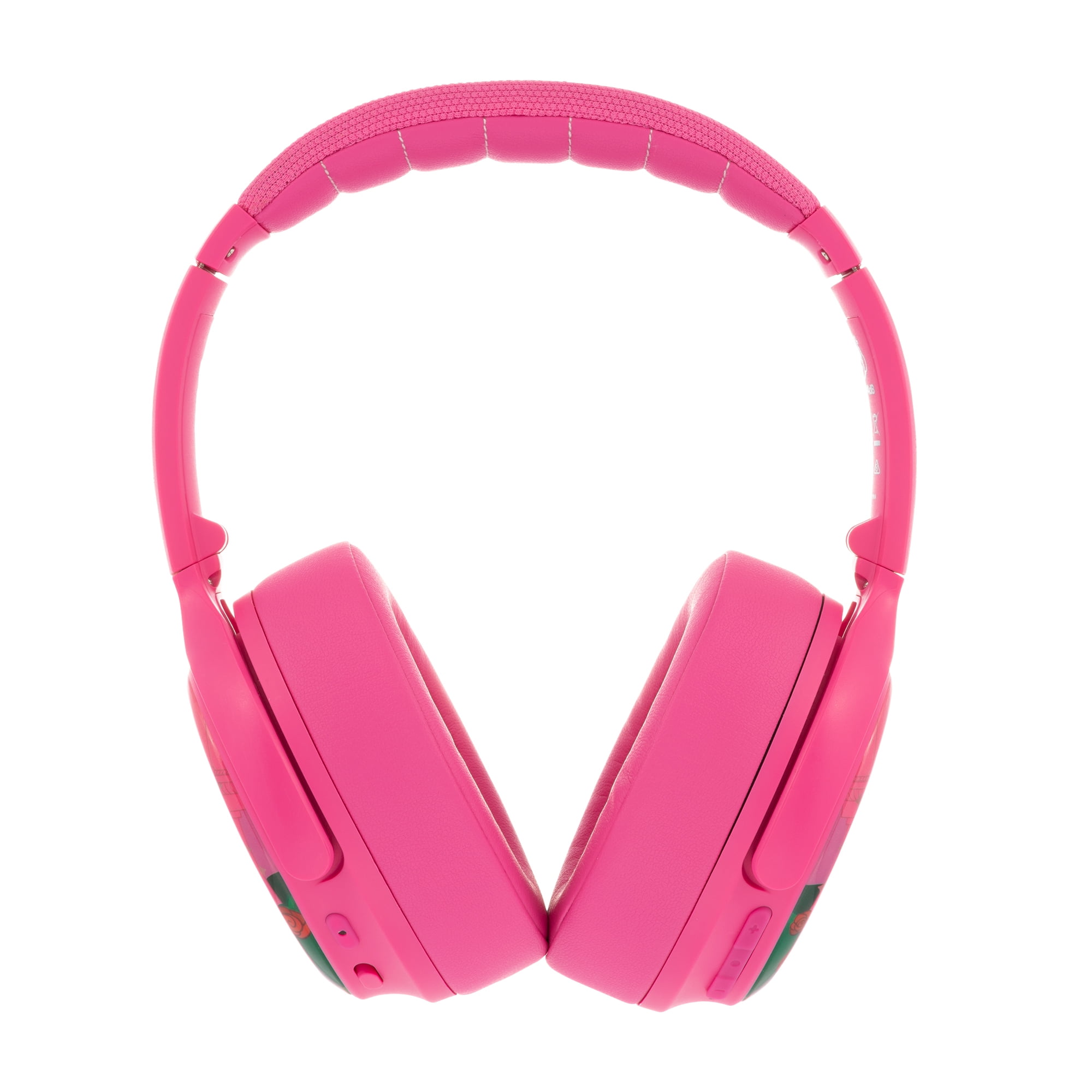 BuddyPhones Cosmos+, Over-Ear Bluetooth Wireless Noise Cancelling Kids Headphones with Detachable Boom Mic, 3 Volume Limiting Settings, Voice Enhance StudyMode, 24-Hrs Battery, Foldable, Rose Pink