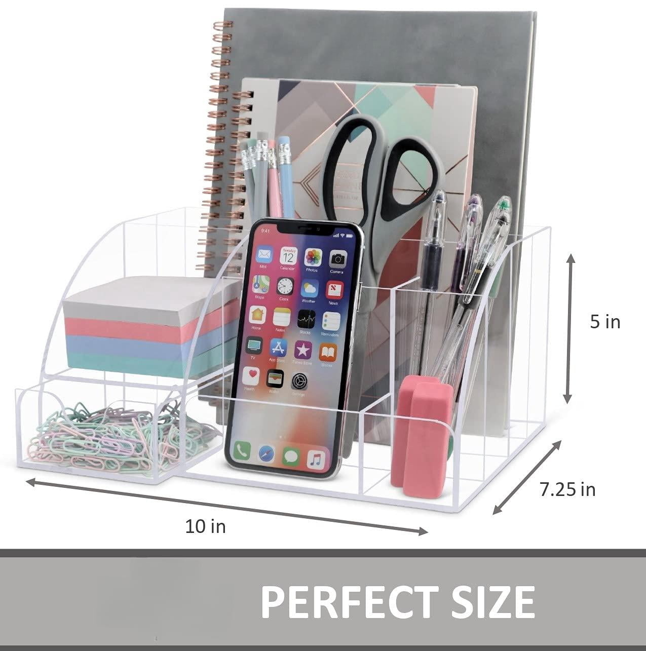 Clear Desk Oganizer  9 Compartments Office Supplies And Accessories Organizer Home Decor Desktop (clear)