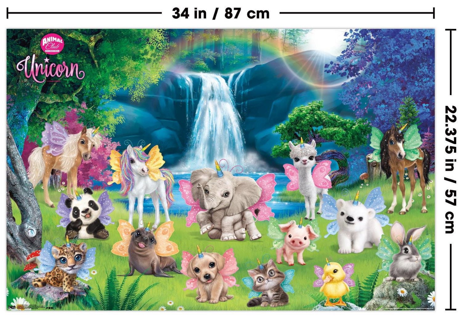 Animal Club - Unicorn Group Wall Poster, 22.375" x 34"