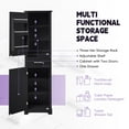 thumbnail image 4 of Tall Bathroom Storage Cabinet with 2 Storage Doors, 72“ Narrow Storage Cabinet with 4 Adjustable Shelves and Drawer, Standing Pantry Cupboard for Kitchen, Dining Room, Living Room, Black, 4 of 7