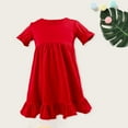thumbnail image 2 of PINQI Princess Sundress for Children Toddler Girl Short Sleeve Round Neck High Waist Solid Color Dress Eight Colors for 1 To 6 Years, 2 of 4
