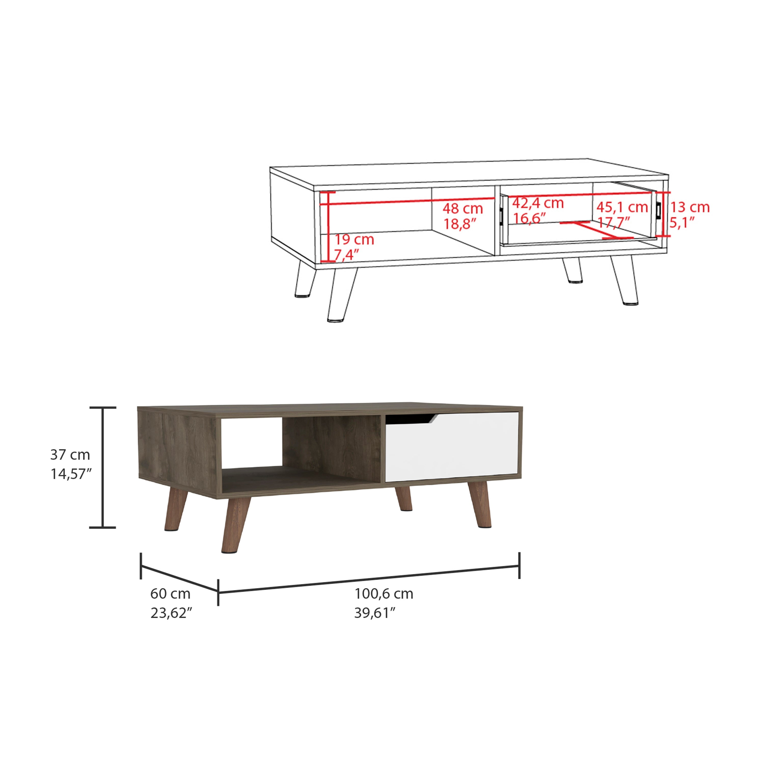 Boahaus Pavia Coffee Table (Dark Brown/White)