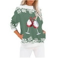 thumbnail image 1 of Haut de Noël pour Femmes, Chandail en Molleton à Manches Longues Imprimé Mode Décontracté Col Rond pour Femmes, Blouse, 1 of 3