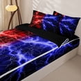 thumbnail image 3 of Homewish Red Blue Lightning Zipper Twin Comforter Sets with Fitted Sheet and 2 Pillowcases,Aesthetic Artwork Zipper Bedding Set,Black Reversible,4pcs, 3 of 8