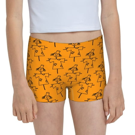 Pofeuu Fall Cute Simple Scarecrow Print Soft Cotton Girls Boyshort panties Toddler Underwear-X-Large