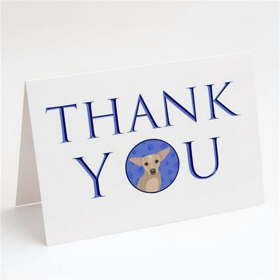 Chihuahua Silver Thank You Greeting Cards and Envelopes Pack of 8 7 in x 5 in