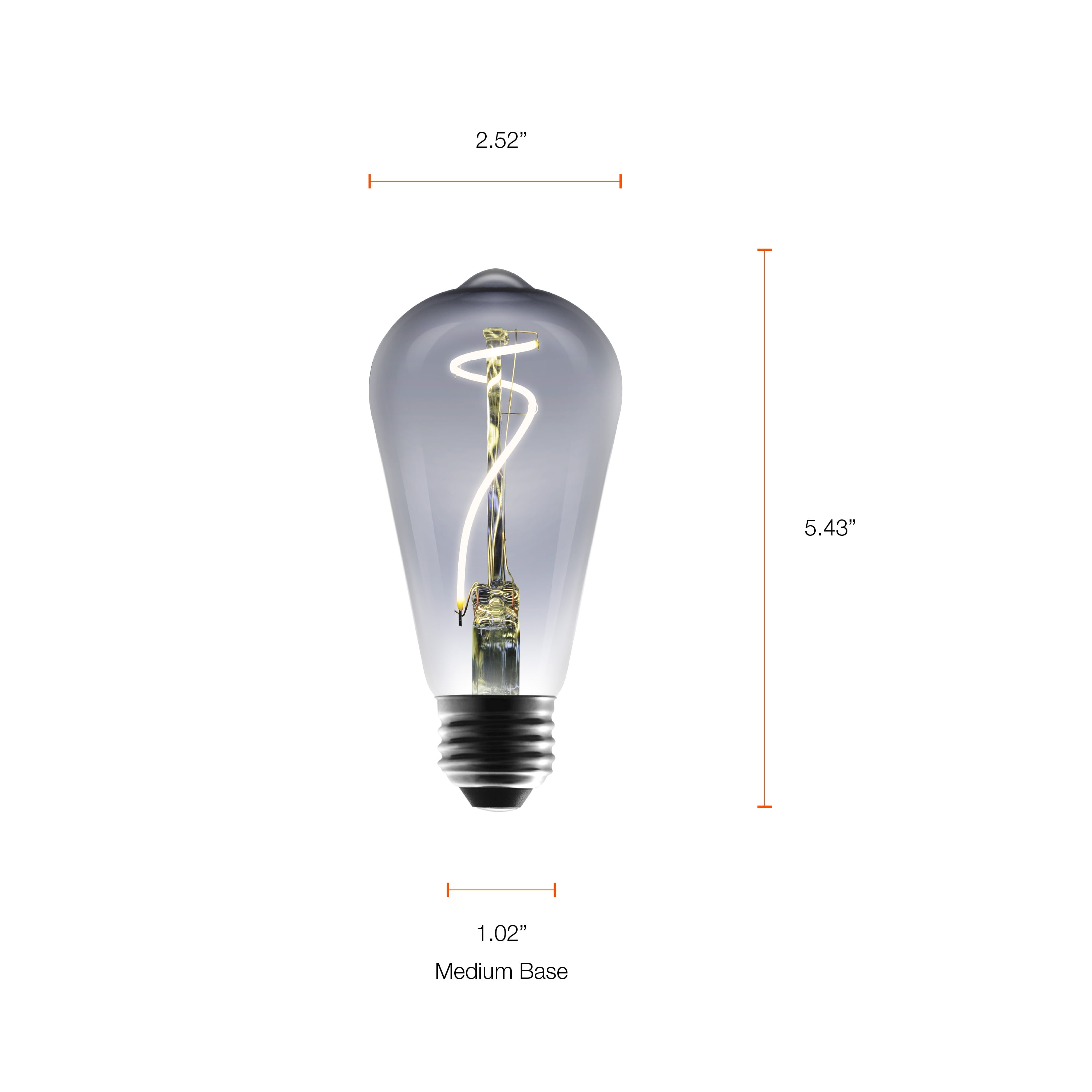 Better Homes & Gardens LED Vintage Style Light Bulb, ST19 40W Smoke Spiral Filament, E26, Dim - 2 Pk