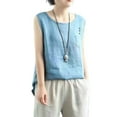 thumbnail image 2 of Xioeram Women Summer Casual Vest O-Neck Sleeveless Buttons Decor Pullover Tops Solid Color Pocket Tank Tops Streetwear, 2 of 7