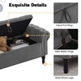 thumbnail image 5 of Aemeios 51" Velvet Storage Bench Upholstered Button-Tufted End of Bed Storage Ottoman Benches with Arms for Entryway Cloakroom, Dark Gray, 5 of 12