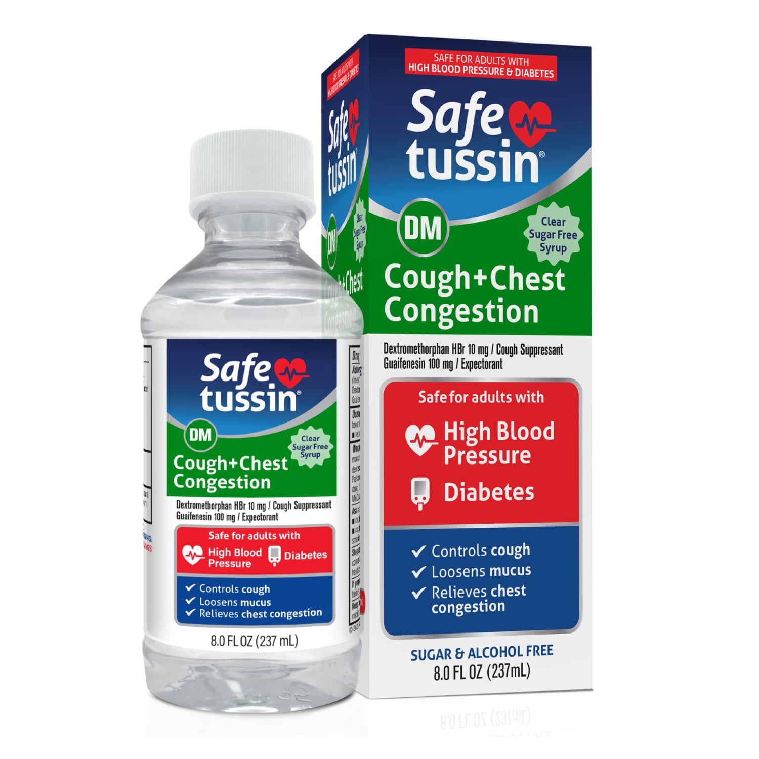 Safetussin DM Day Time, Sugar Free Cough Syrup, 8 Fl Oz Bottle