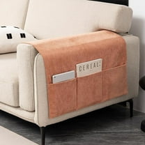 SUSIELADY Chenille Sofa Armrest Covers with Storage Pockets, Non Slip Couch Arm Covers Organizer for Remote Control and Phone, Furniture Protector Armchair Covers, 24" x 43", Orange