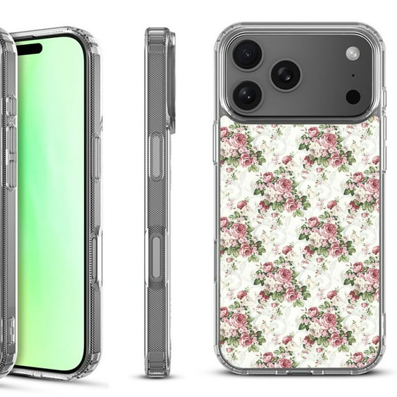 For iPhone 17 Pro Shockproof Protective Phone Case, by OneToughShield - Floral/Rose