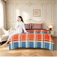 thumbnail image 5 of Manfei Checkered Art 7-Piece King Bedding,Geometric Plaid King Bed in a Bag,Orange Blue Black,Navy Blue Reversible, 5 of 7
