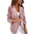 thumbnail image 3 of Fangasis Women Blazer Lapel Collar Business Jackets Long Sleeve Cardigan Jacket Ladies Casual Coat Button Down Office Blazers Pink XXL, 3 of 4
