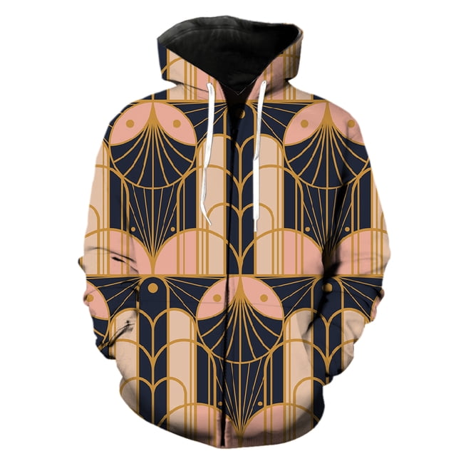 Abstract Pattern Men's Zipper Hoodie Fashion Teens Cool 3D Printed Spring Oversized Casual Tops Long Sleeve With Hood Jackets