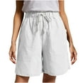 thumbnail image 1 of Pantalones Cortos Para Mujer Moda Casual Cintura Elástica Suelta Bolsillos Pantalones Sólidos Odeerbi ODB157932, 1 of 8