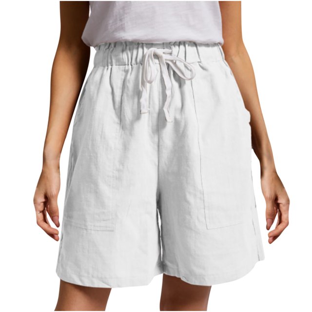 Pantalones Cortos Para Mujer Moda Casual Cintura Elástica Suelta Bolsillos Pantalones Sólidos Odeerbi ODB157932