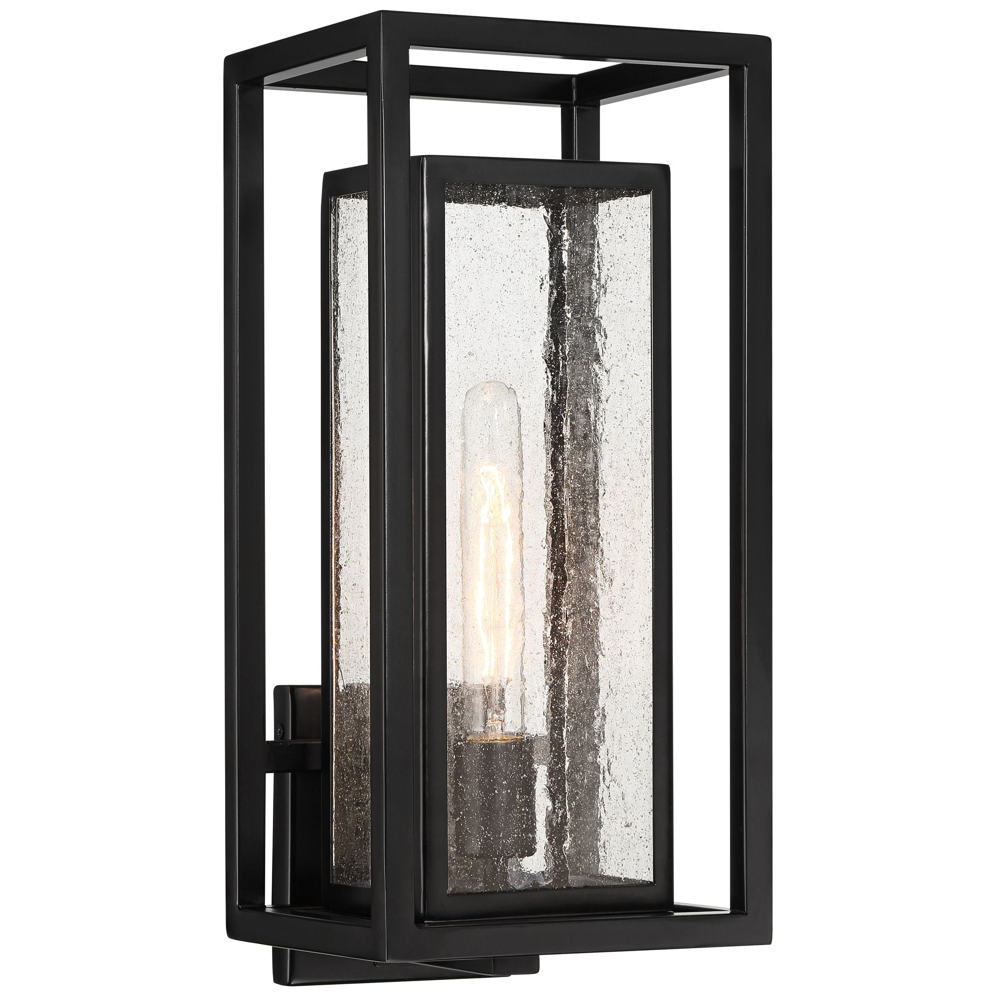 Possini Euro Design Amir 18" High Modern Outdoor Wall Light Fixture Mount Porch House Weatherproof Black Clear Glass Shade