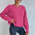 thumbnail image 4 of AUNVITO Womens Round Neck Sweaters Solid Long Sleeve Pullover Fall Winter Outfits, 4 of 6