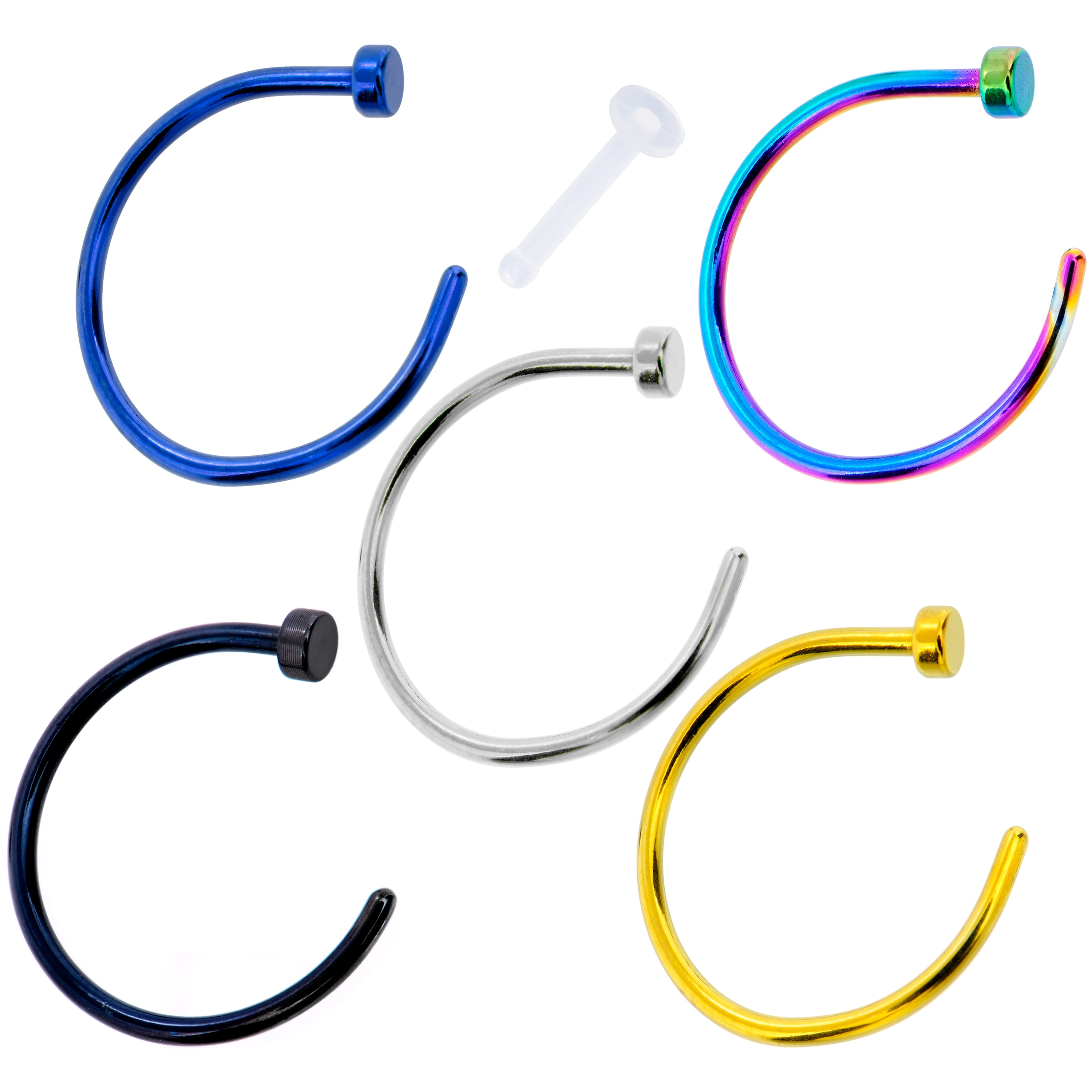 Body Candy Pack of 5 Assorted Stainless Steel Nose Hoop Rings 20 Gauge