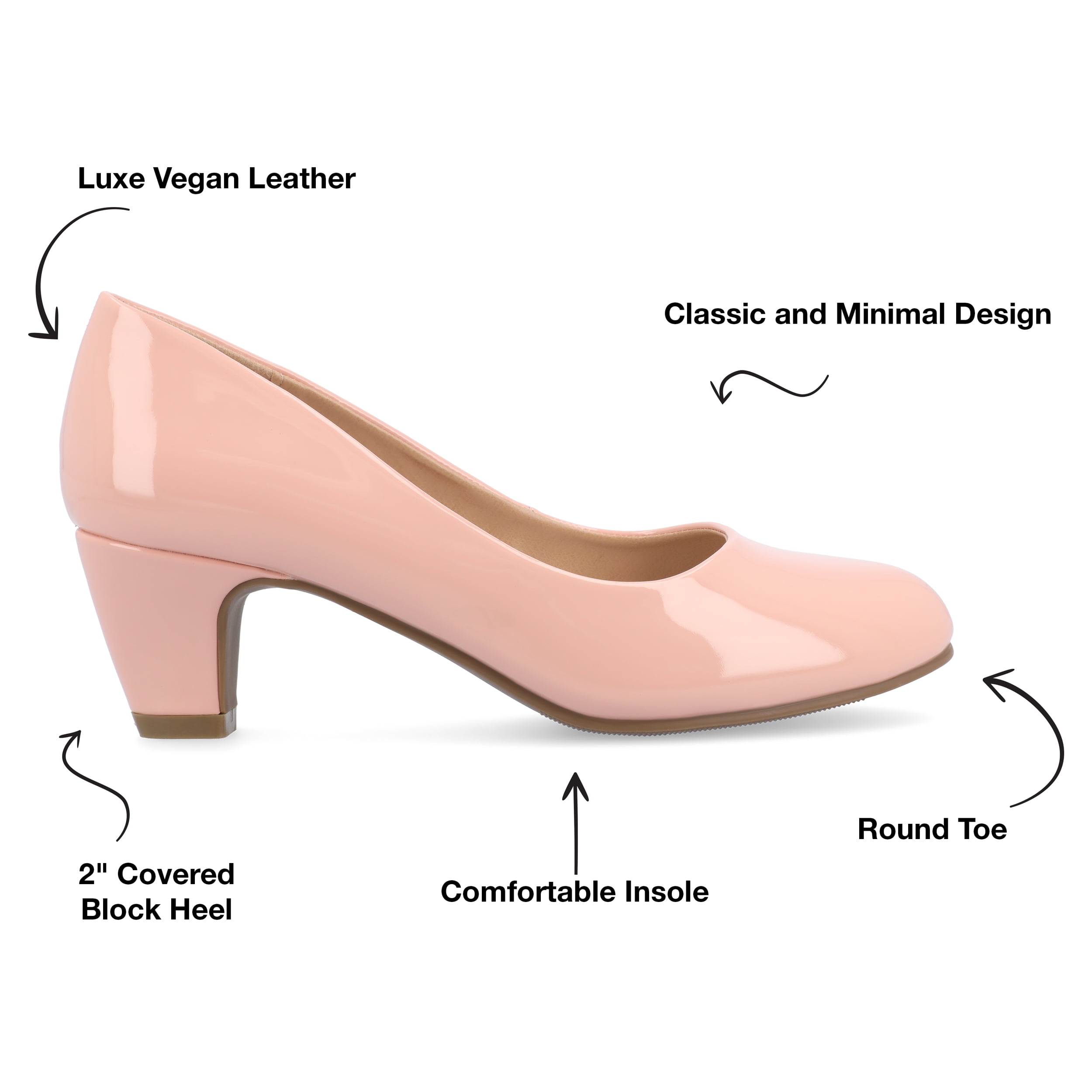 Journee Womens Luu Comfort Insole Round Toe Low Block Heel Pumps, Widths Available