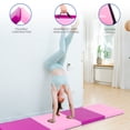 thumbnail image 4 of Matladin 8' Folding Gymnastics Gym Exercise Aerobics Mat, 8ft x 2ft x 2in PU Leather Tumbling Mats (Purple&Pink), 4 of 7